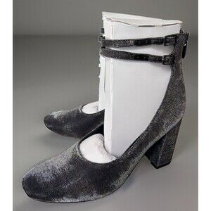 NIB Womens Sigerson Morrison Plum 2 Ankle Strap Silver Metallic Heel Sz 9.5